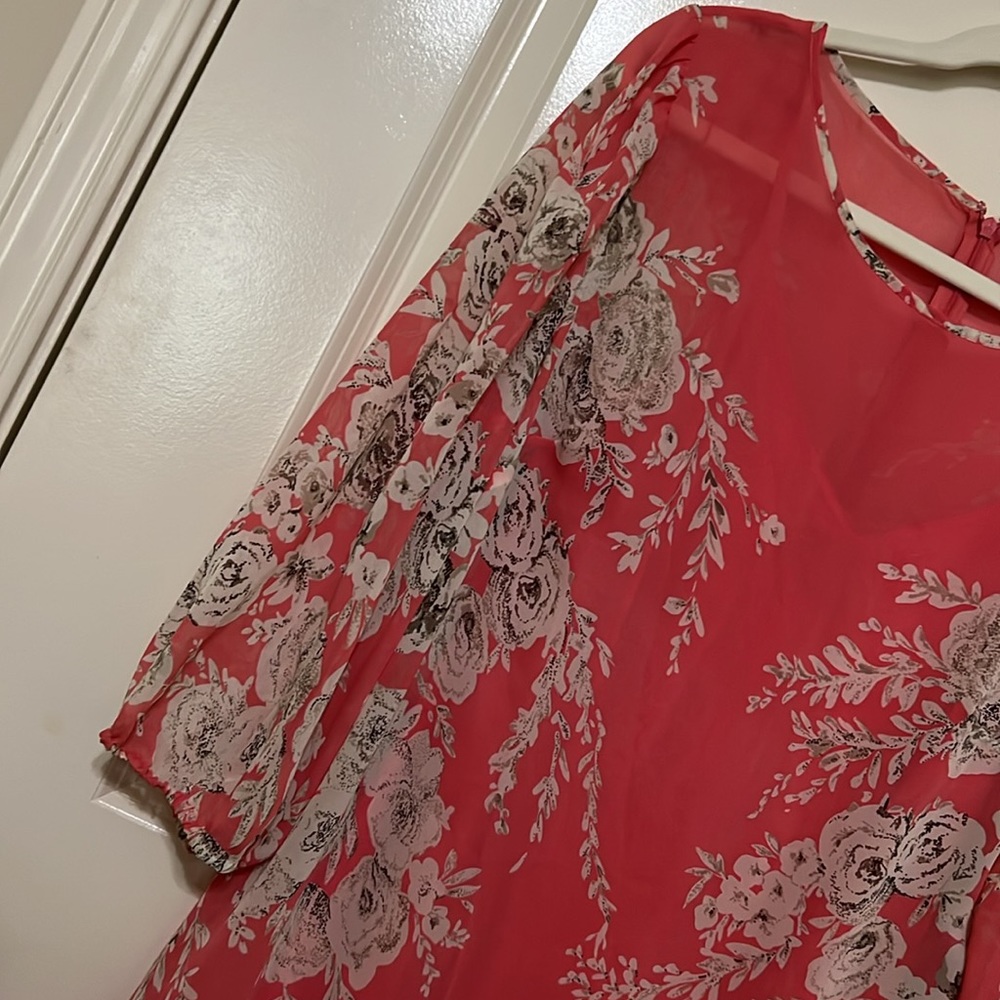 Adrianna Papell chiffon floral overlay dress - Picture 4 of 6